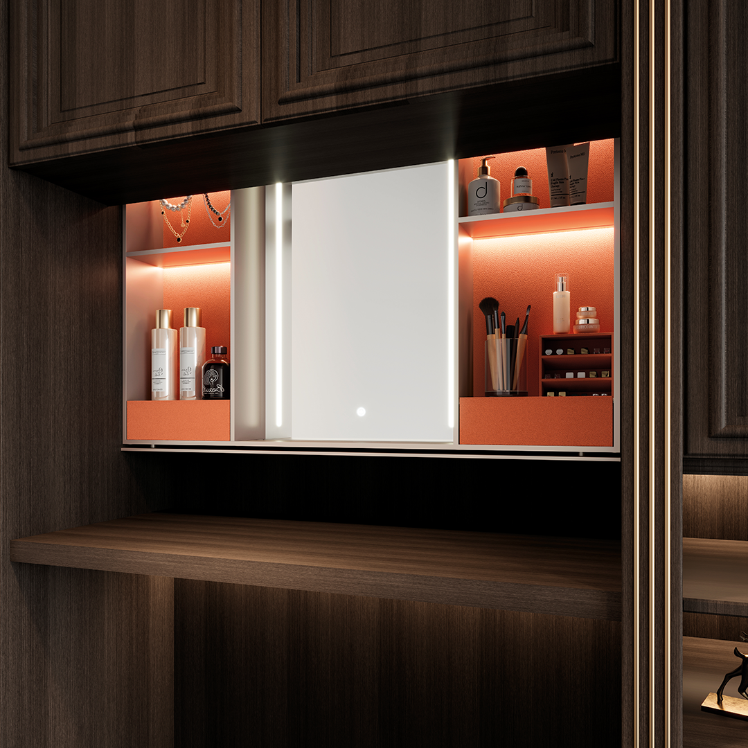 Lighted Closet Mirror Cabinet