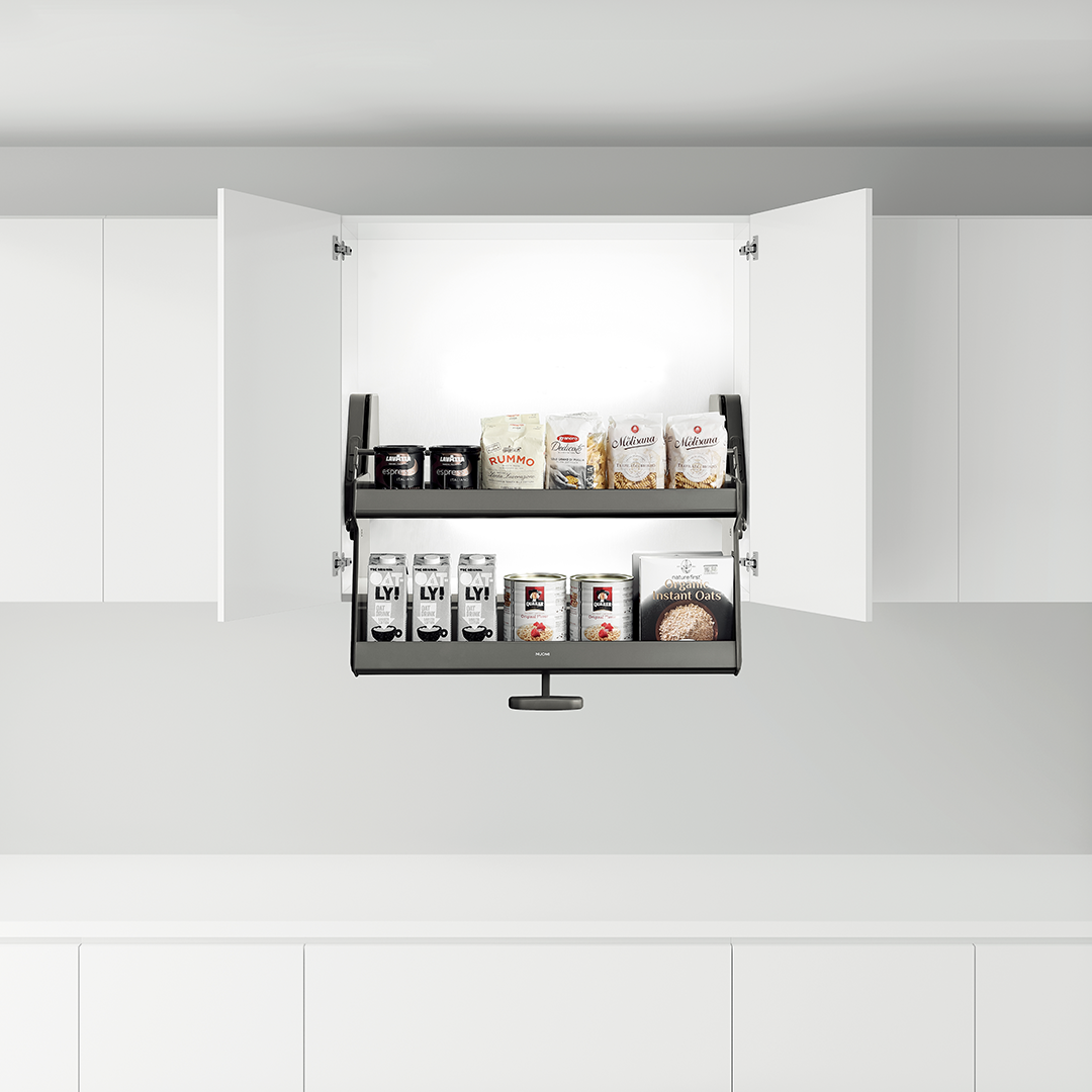 Wall Cabinet Pull-Down Organizer